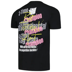 WWE Bret Hart 3 Time Champion T-Shirt ( Black)