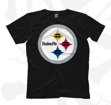 Load image into Gallery viewer, Joel Gertner “Studmuffin” Black And Gold T-Shirt
