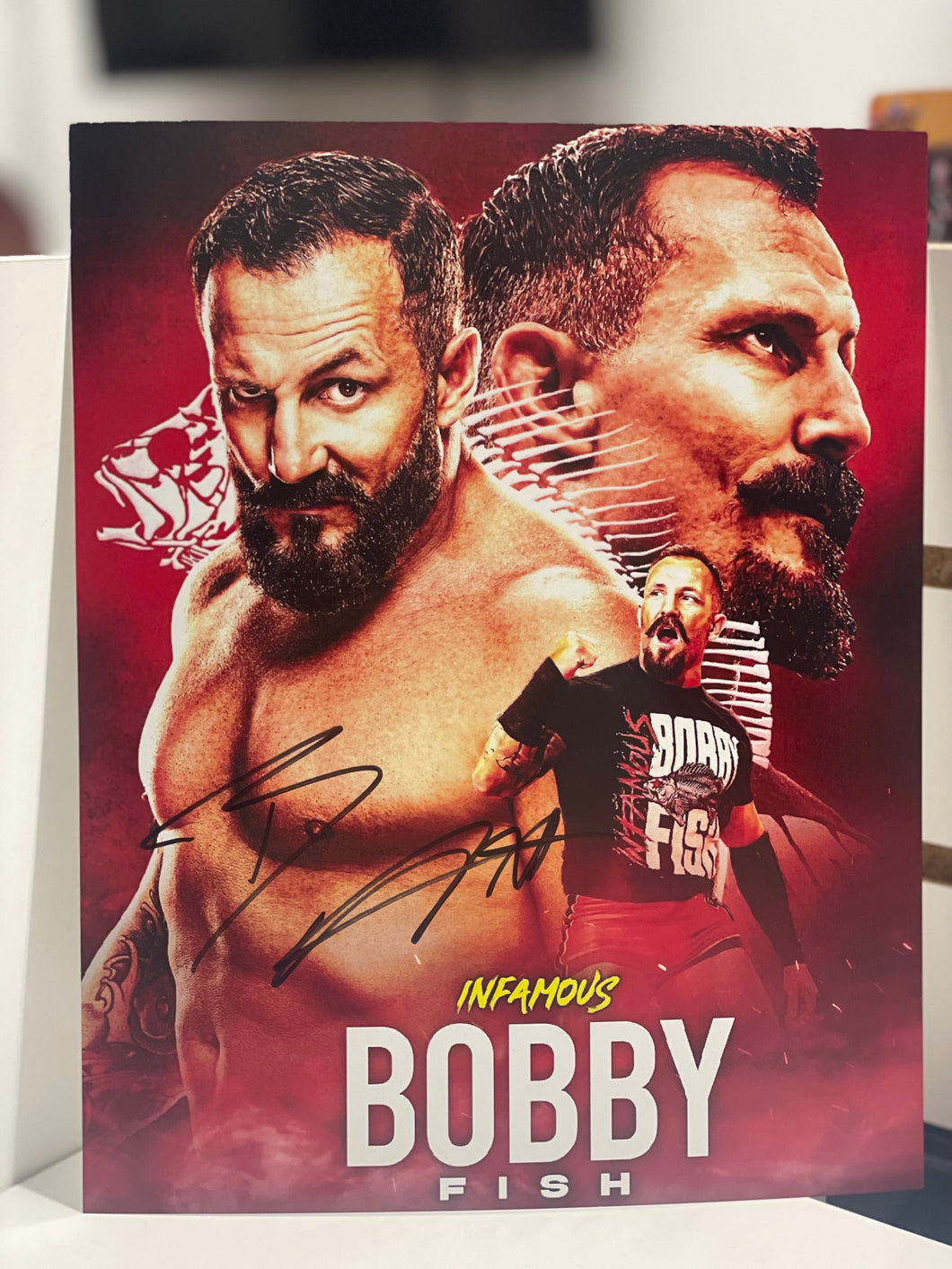 Autographed Bobby Fish 8x10 with Toploader