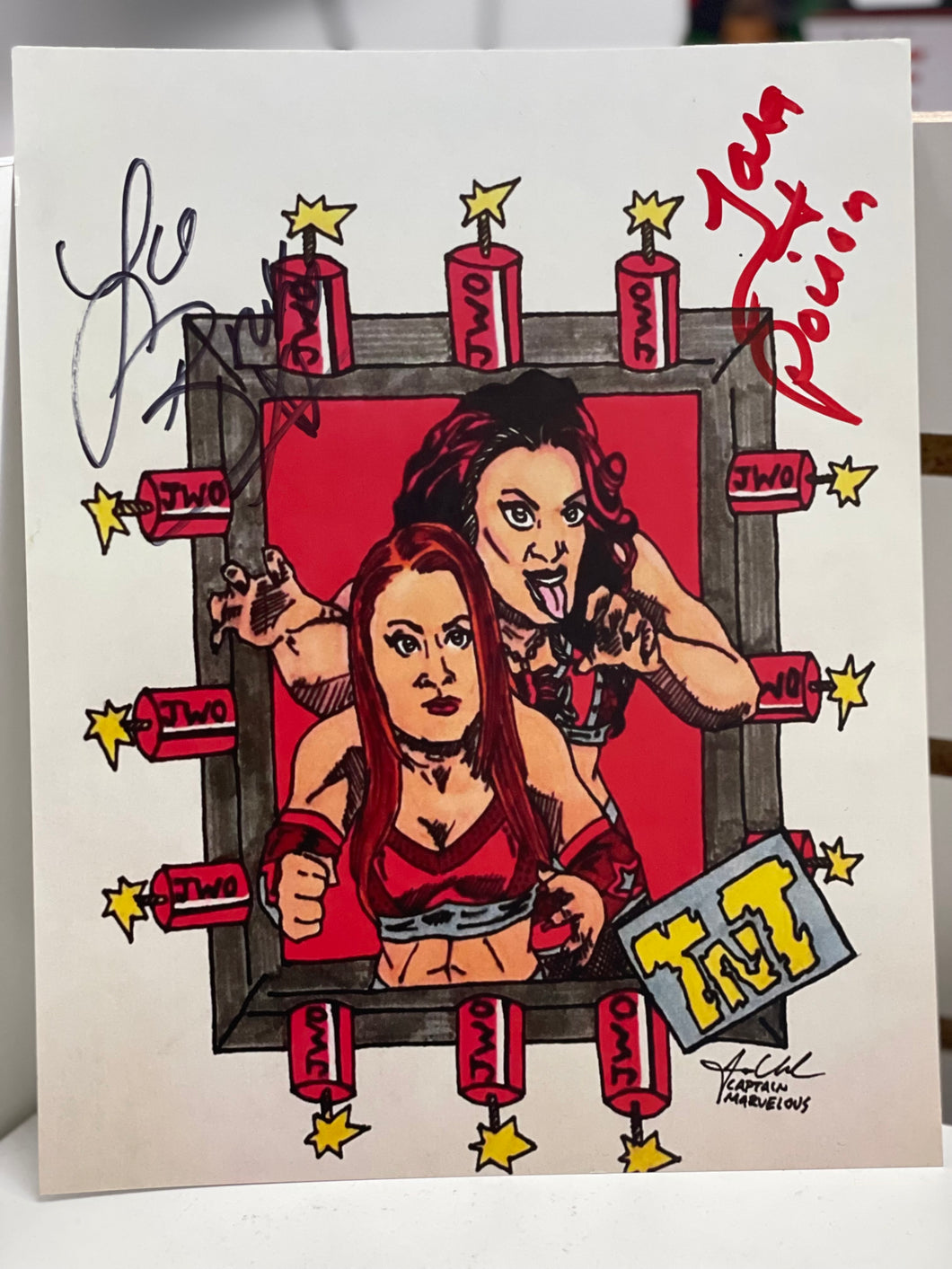 TNT Brooke Adams & Victoria Autographed 8x10 with Toploader