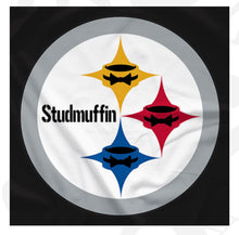 Load image into Gallery viewer, Joel Gertner “Studmuffin” Black And Gold T-Shirt
