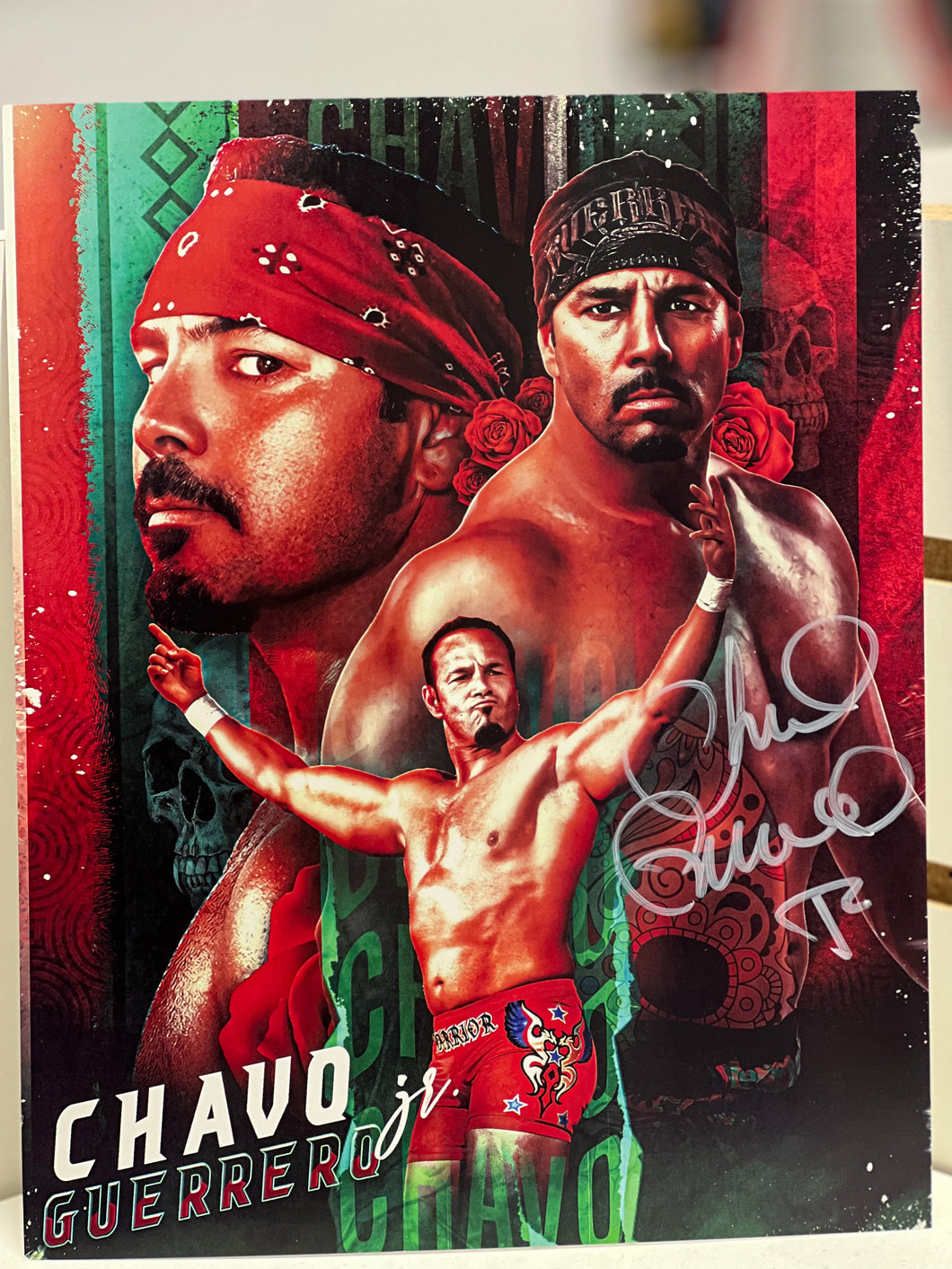 Chavo Guerrero Jr Autographed w/ Toploader 8x10