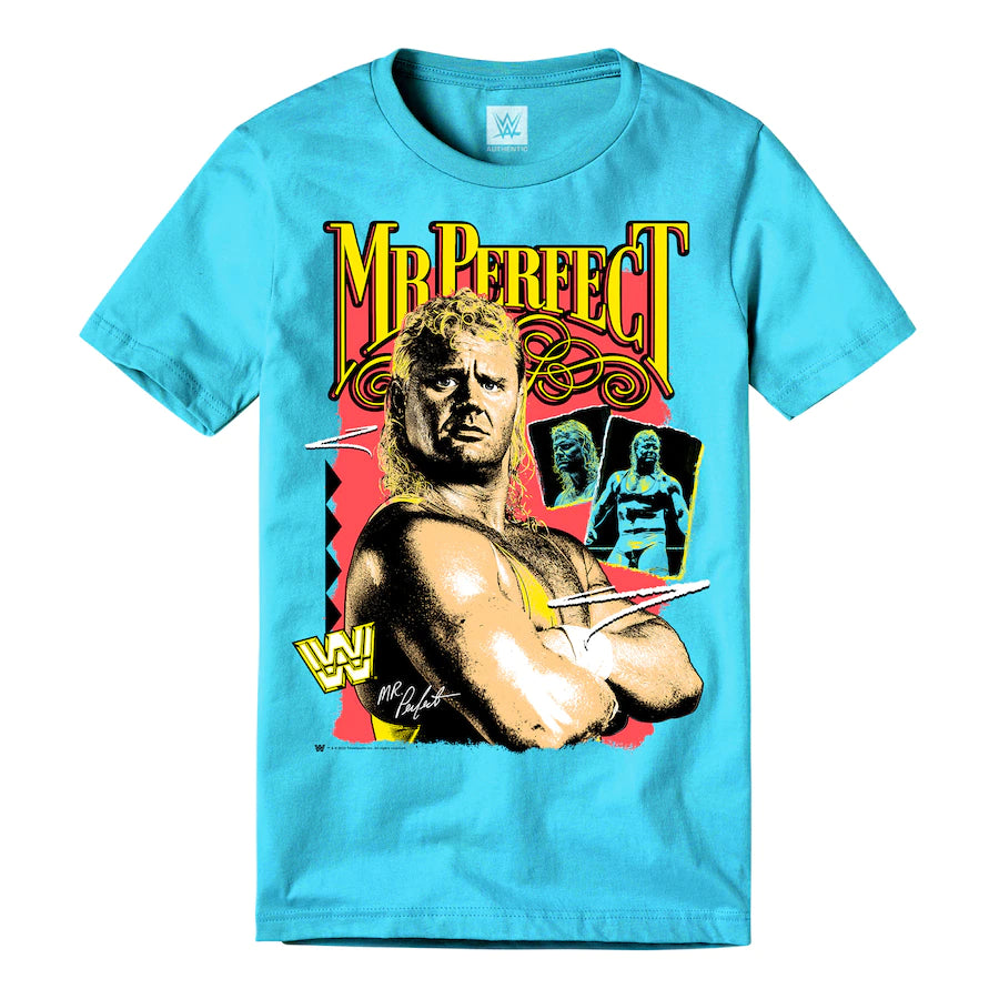 WWE Mr Perfect Neon Collection T-Shirt (Light Blue)