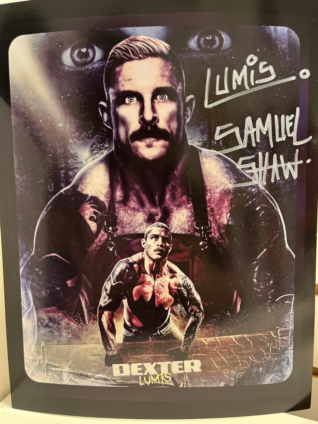 Autographed 8x 10 Sam Shaw FKA Dexter Lumis w/ Toploader